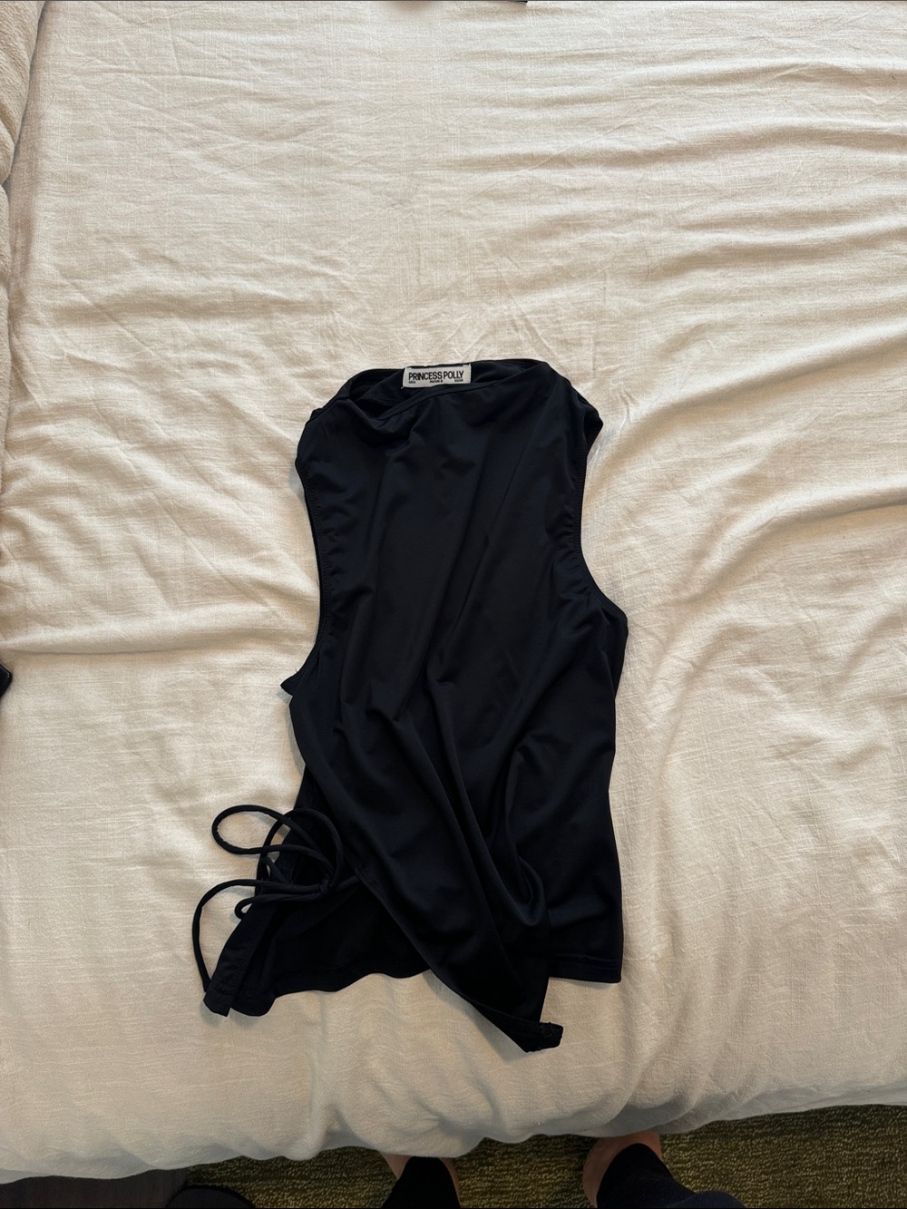 Princess Polly Black Side-Tie Tank Top